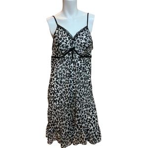 Cacique Black White Butterfly Negligee Slip Nighty sz 14/16
